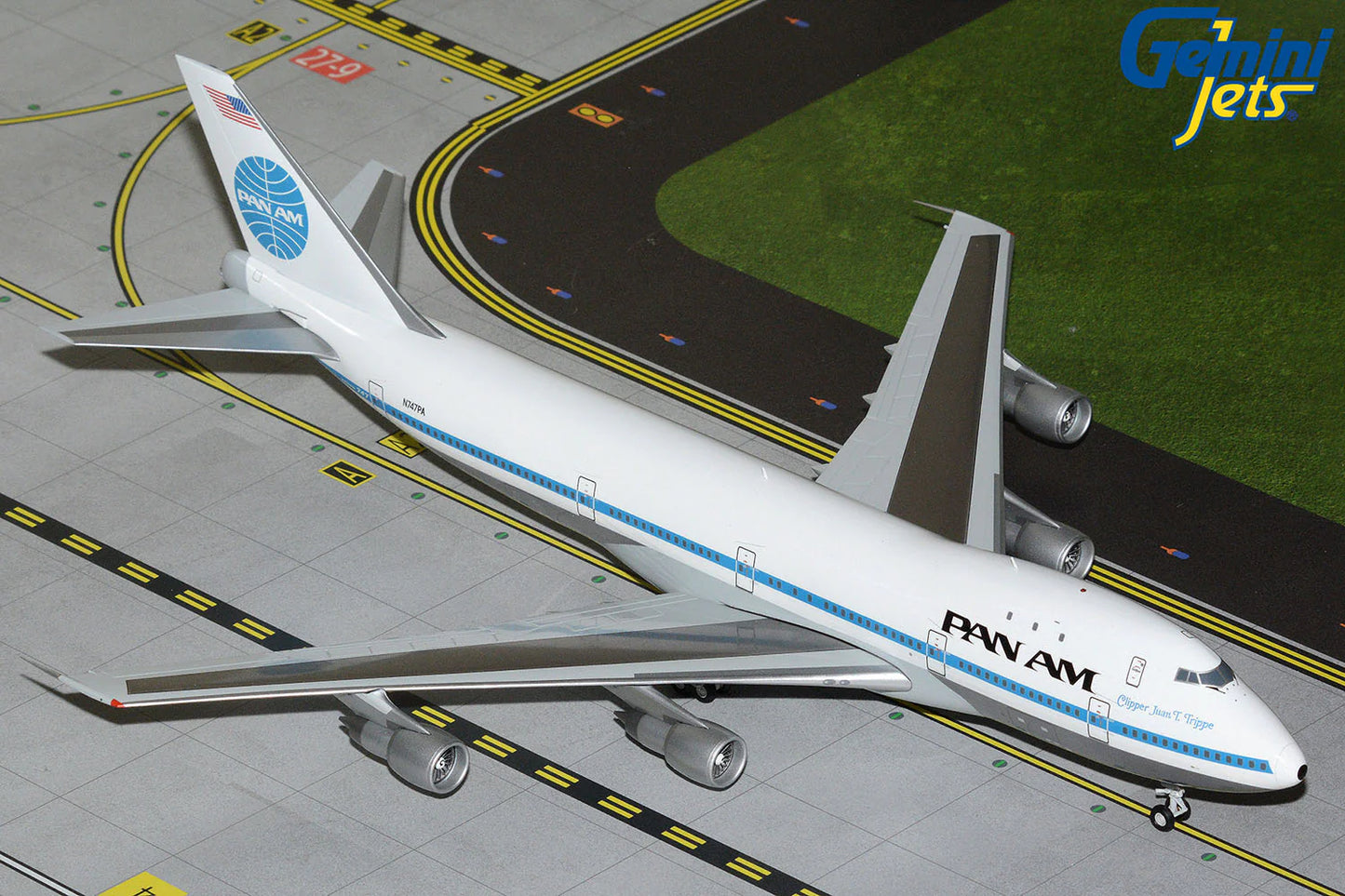 GEMINI JETS B747-100 PAN AMERICAN WORLD AIRWAYS (PAN AM) "CLIPPER JUAN T. TRIPPE" (POLISHED BELLY) REG: N747PA