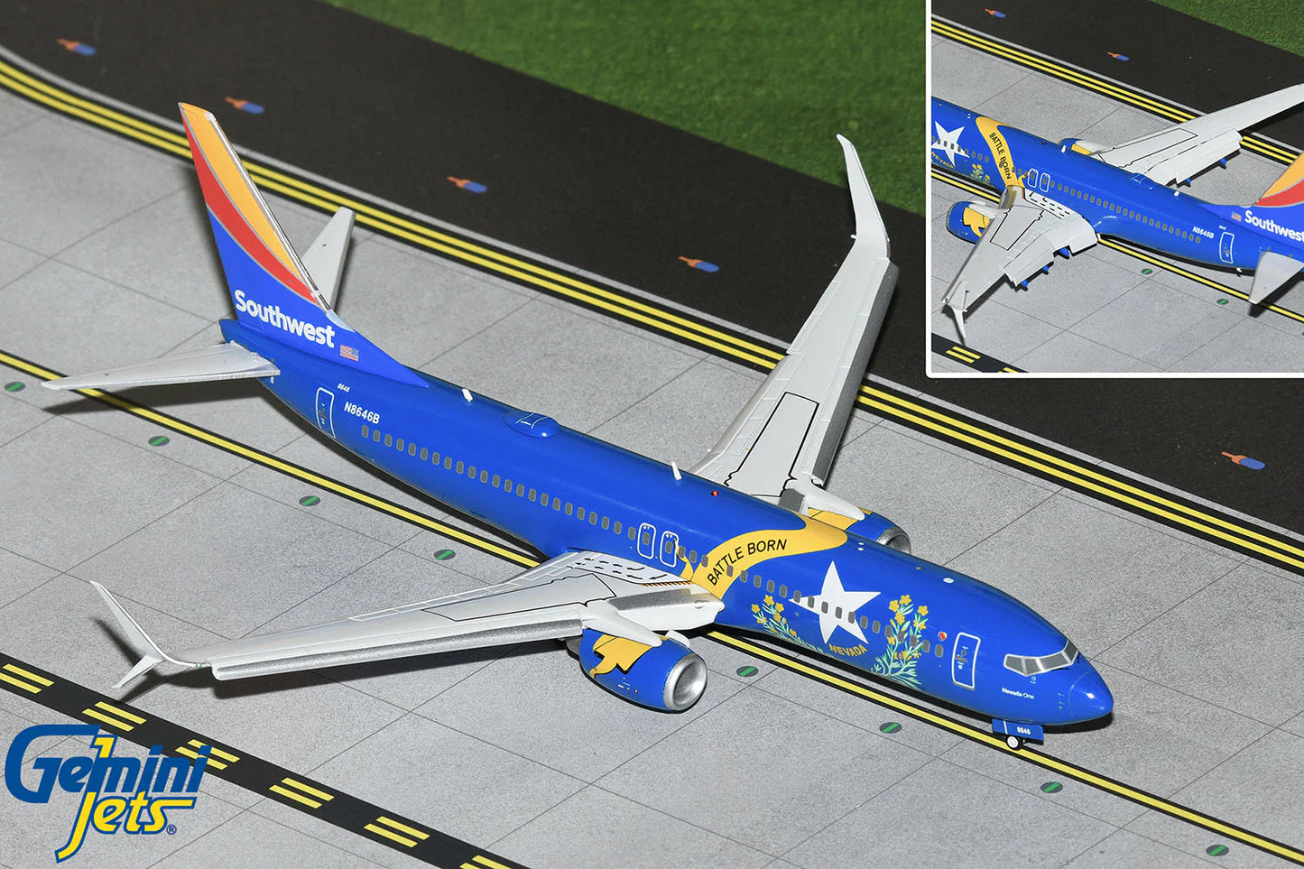 GEMINI JETS B737-800W SOUTHWEST AIRLINES "NEVADA ONE LIVERY" (FLAPS DOWN) REG: N8646B