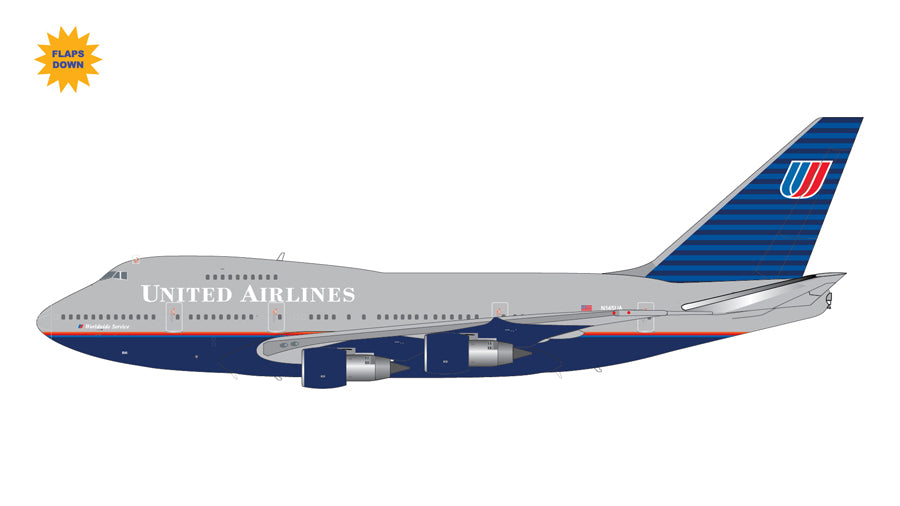 GEMINI JETS B747SP UNITED AIRLINES "BATTLESHIP LIVERY" (FLAPS DOWN) REG: N145UA