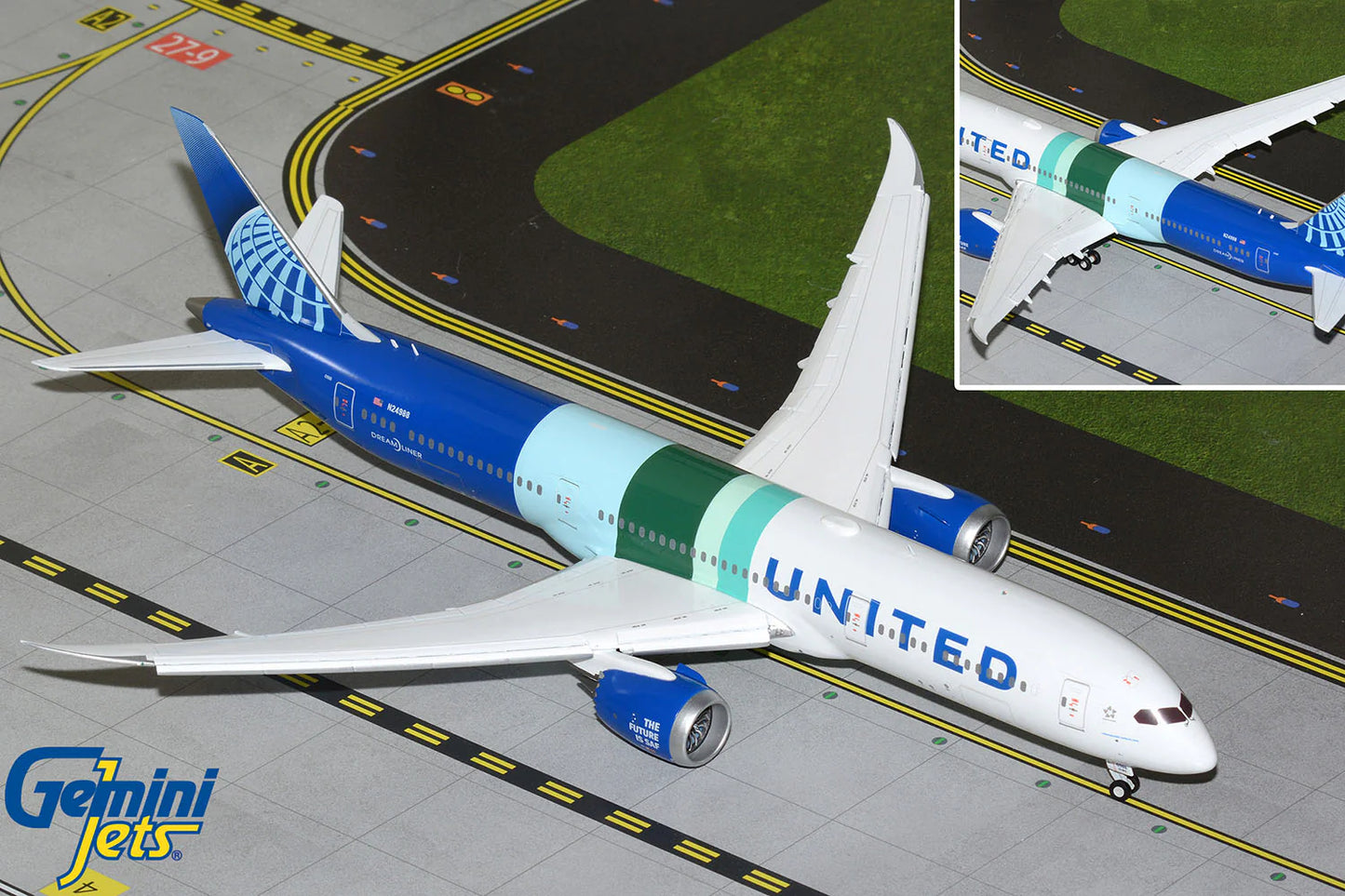 GEMINI JETS B787-9 DREAMLINER UNITED AIRLINE "THE FUTURE IS SAF" (FLAPS DOWN) REG: N24988