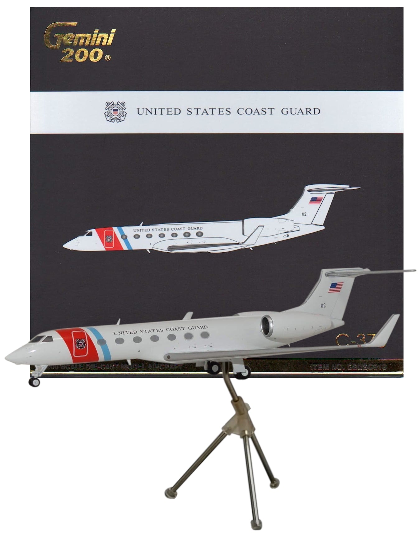 GEMINI JETS GULFSTREAM C-37B (G550) "UNITED STATES COAST GUARD" REG: 02