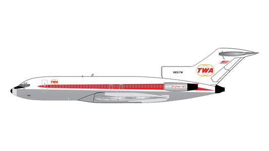 GEMINI JETS B727-100 TRANS WORLD AIRLINES (TWA) "TWIN GLOBE LIVERY" (POLISHED) REG: N851TW