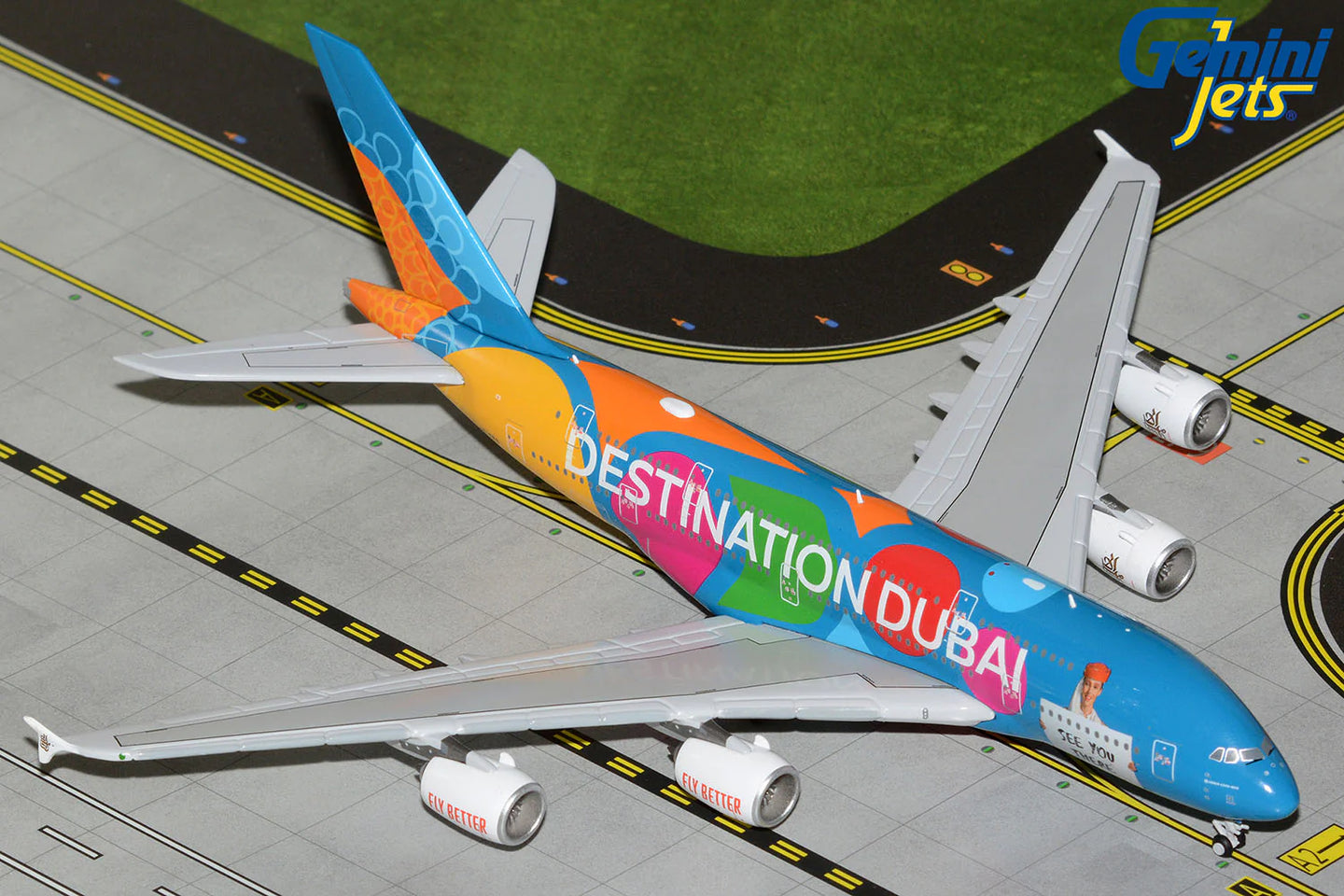 GEMINI JETS A380 EMIRATES "DESTINATION DUBAI/BE PART OF THE MAGIC" REG: A6-EES