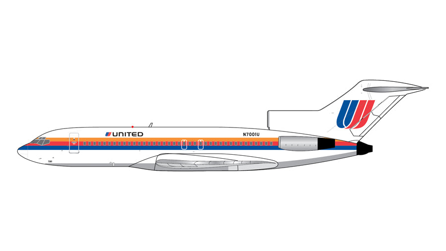 GEMINI JETS B727-100 UNITED AIRLINES "SAUL BASS LIVERY" (POLISHED BELLY) REG: N7001U