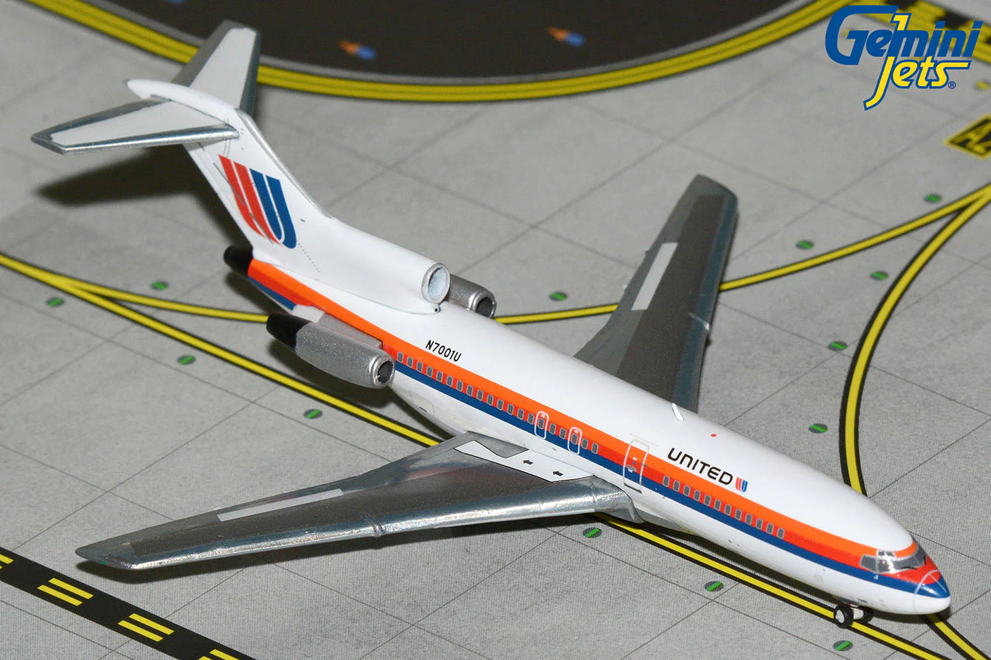 GEMINI JETS B727-100 UNITED AIRLINES "SAUL BASS LIVERY" (POLISHED BELLY) REG: N7001U