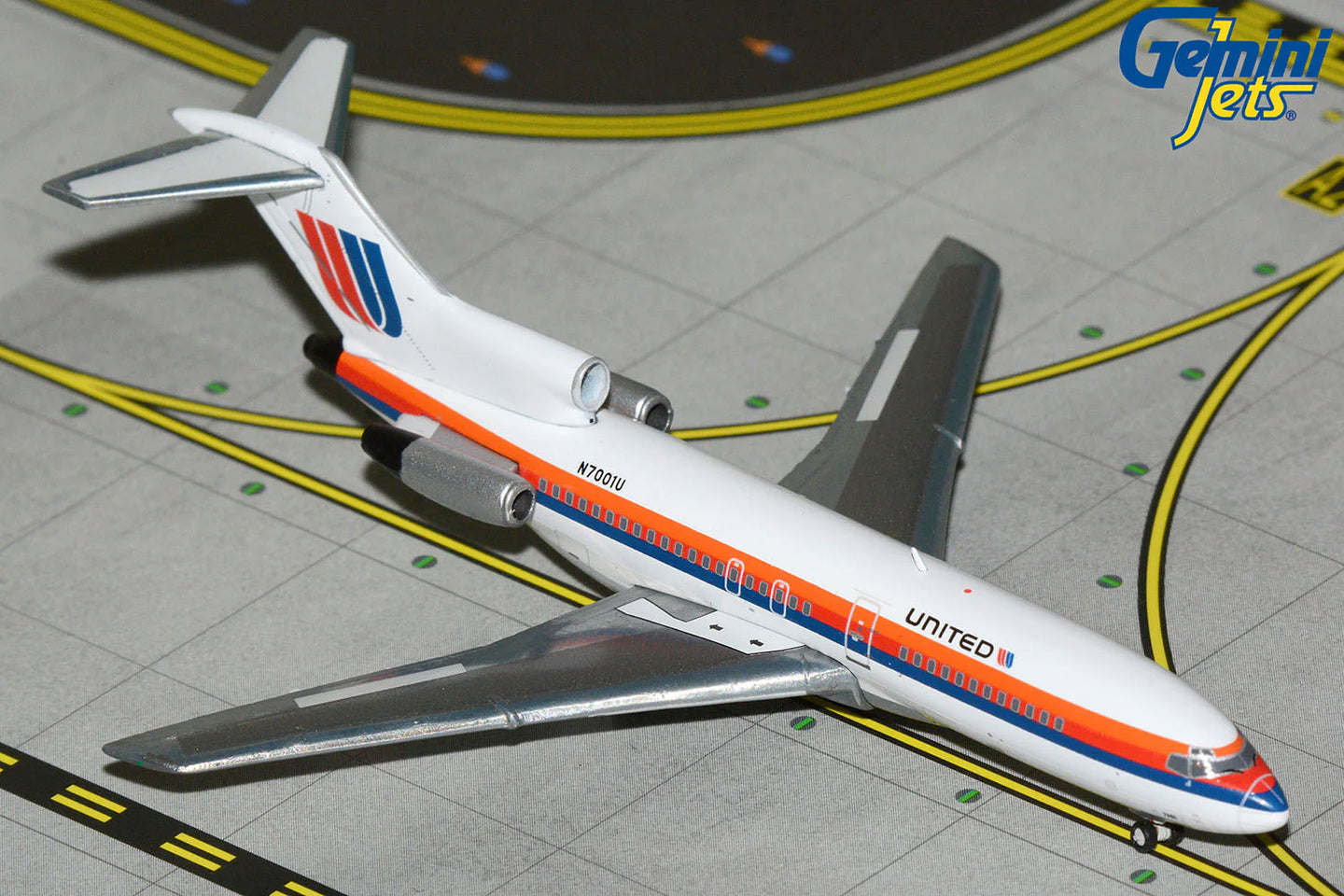 GEMINI JETS B727-100 UNITED AIRLINES "SAUL BASS LIVERY" (POLISHED BELLY) REG: N7001U