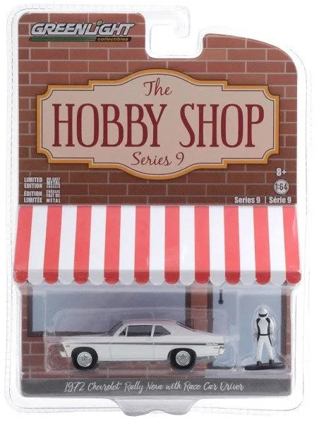 GREENLIGHT GL97090-C 1/64 1972 CHEVROLET RALLY NOVA WITH RACE CAR DRIVER