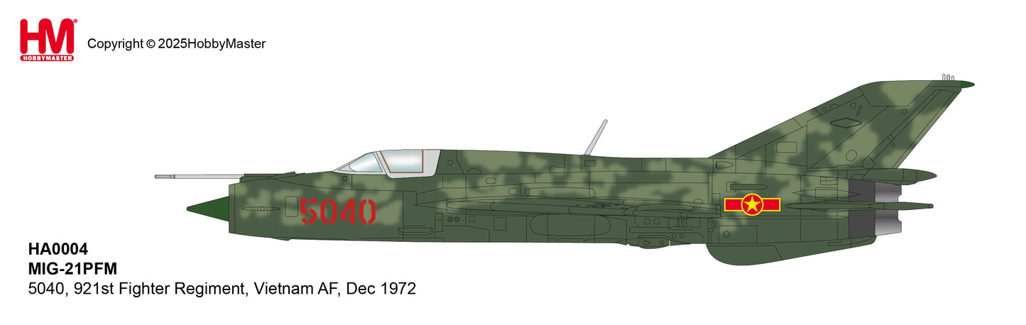 HOBBY MASTER MIG-21PFM 5040 921ST FIGHTER REGIMENT VIETNAMESE AIR FORCE DECEMBER 1972