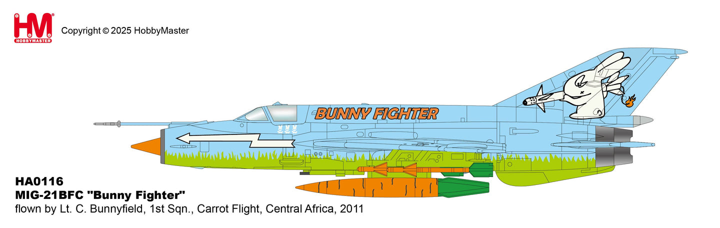 HOBBY MASTER MIG-21BFC "BUNNY FIGHTER" FLOWN BY LT. C. BUNNYFIELD 1ST SQN. CARROT FLIGHT CENTRAL AFRICA 2011