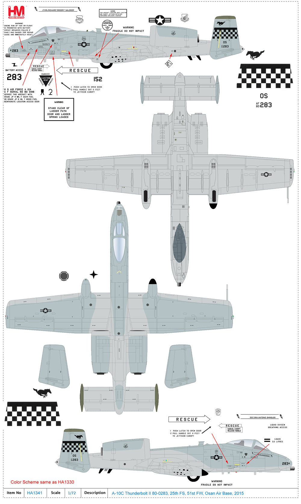 HOBBY MASTER A-10C THUNDERBOLT II 80-0283 25TH FS 51ST FW OSAN AIR BASE 2015