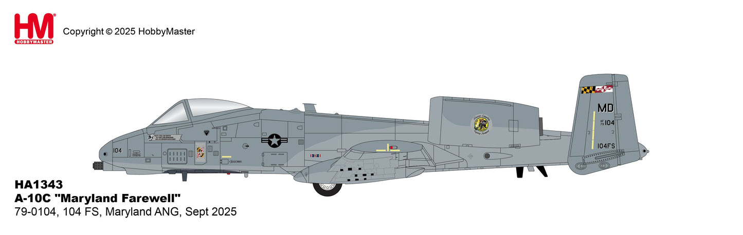 HOBBY MASTER A-10C "MARYLAND FAREWELL" 79-0104 104 FS MARYLAND ANG SEPT 2025