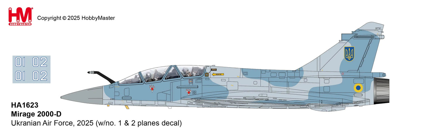 HOBBY MASTER MIRAGE 2000-D UKRANIAN AIR FORCE 2025 (WITH #1 AND #2 PLANES DECAL)
