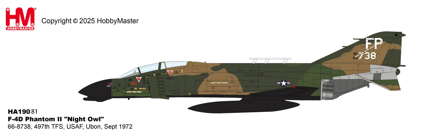 HOBBY MASTER F-4D PHANTOM II NIGHT OWL 66-8738 497TH TFS USAF UBON SEPT 1972