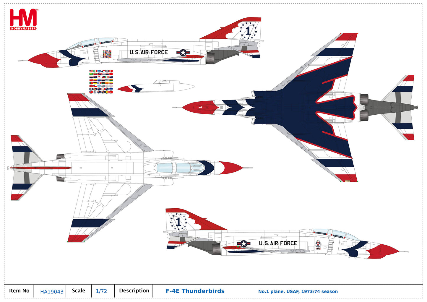 HOBBY MASTER F-4E PHANTOM II THUNDERBIRDS USAF NO.1 PLANE "1973/74 SEASON"