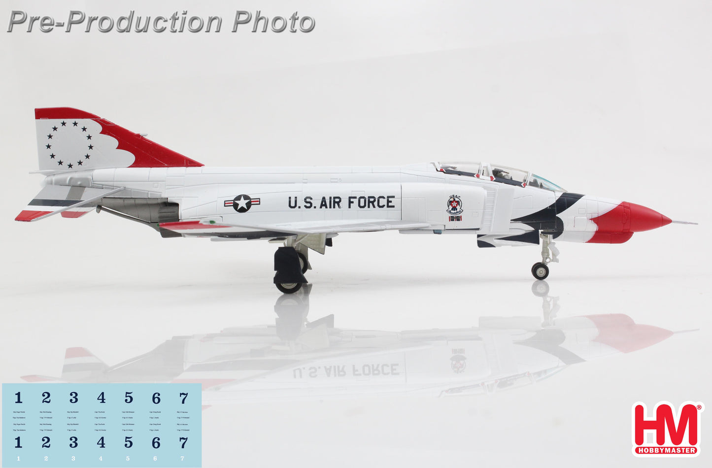 HOBBY MASTER F-4E THUNDERBIRDS USAF "1973/74 SEASON" (WITH DECALS FOR NO.1 TO 7 PLANES)