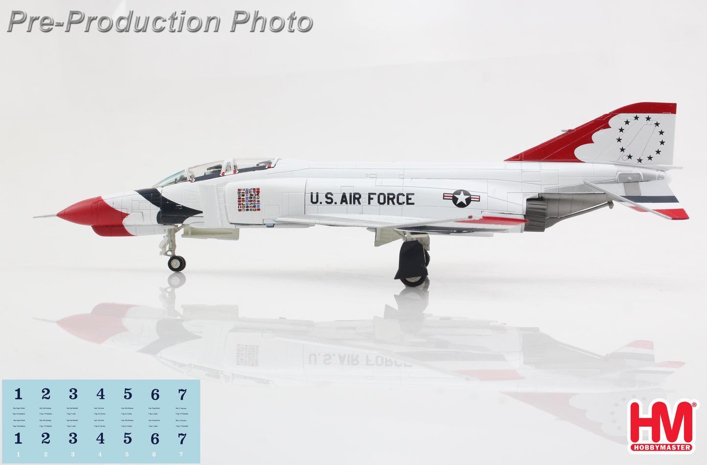 HOBBY MASTER F-4E THUNDERBIRDS USAF "1973/74 SEASON" (WITH DECALS FOR NO.1 TO 7 PLANES)