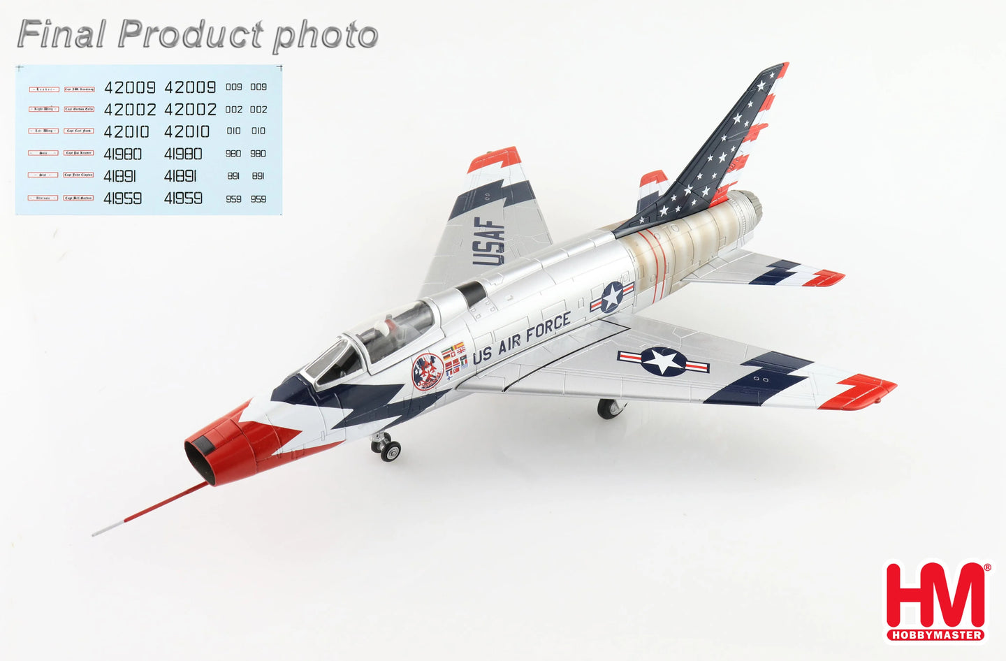 HOBBY MASTER F-100 SKYBLAZERS USAF 1960 SEASON (WITH DECALS FOR 6 AIRPLANES)