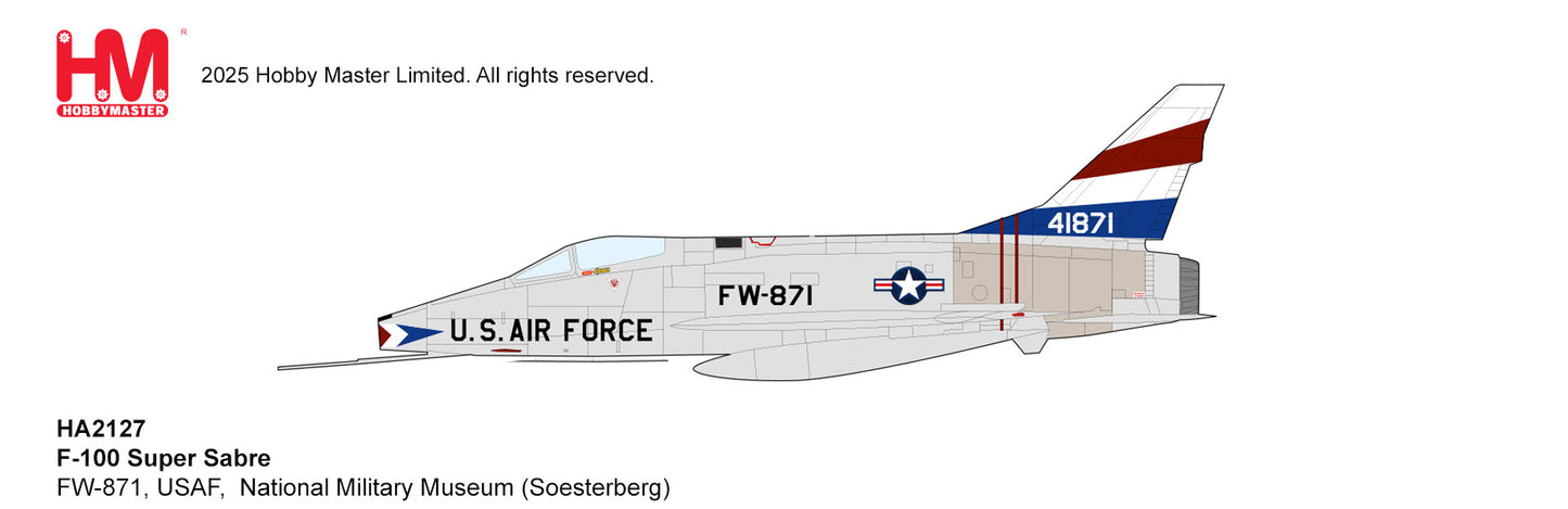 HOBBY MASTER F-100 SUPER SABRE FW-871 USAF NATIONAL MILITARY MUSEUM
