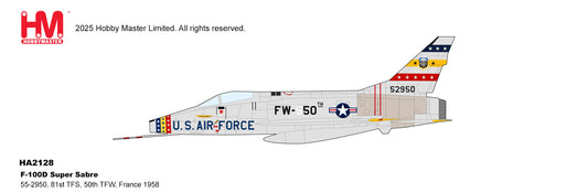 HOBBY MASTER F-100D SUPER SABRE 55-2950 81ST TFS 50TH TFW FRANCE 1958