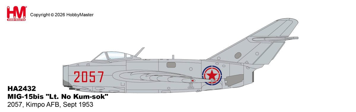 HOBBY MASTER MIG-15BIS DPRK AIR FORCE "LT. NO KUM-SOK" 2057 KIMPO AFB SEPT 1953
