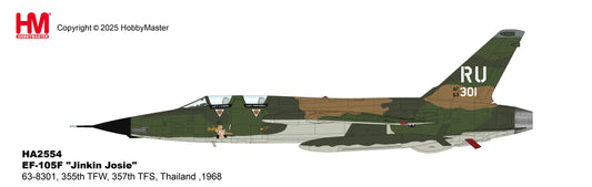 HOBBY MASTER EF-105F WILD WEASEL III USAF 355TH TFW, 357TH TFS "JINKIN JOSIE" 63-8301 THAILAND 1968