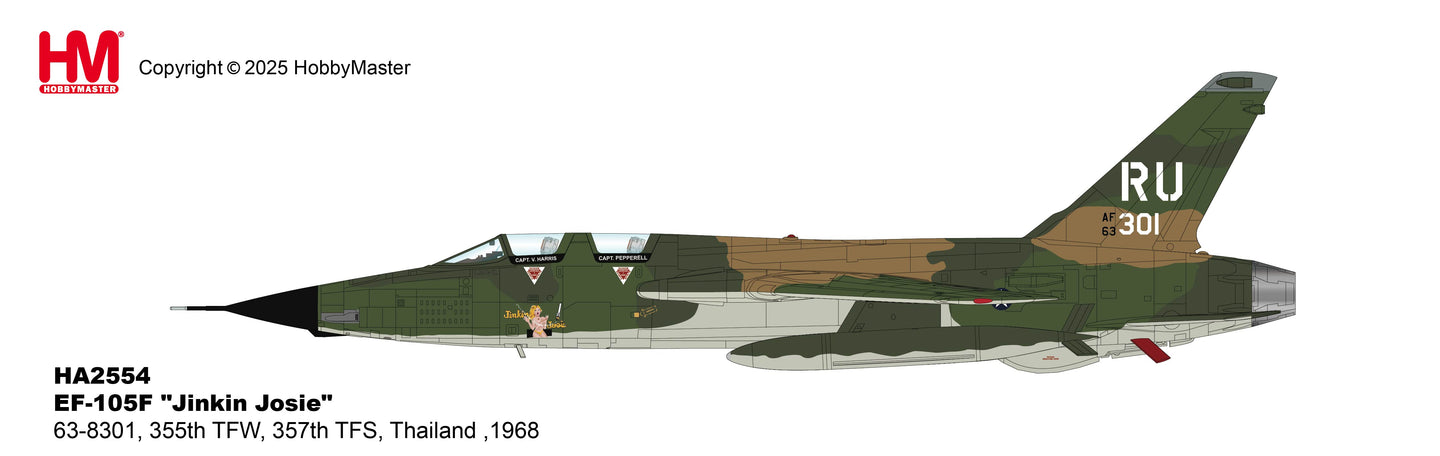 HOBBY MASTER EF-105F WILD WEASEL III USAF 355TH TFW, 357TH TFS "JINKIN JOSIE" 63-8301 THAILAND 1968