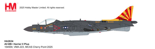 HOBBY MASTER AV-8B HARRIER II PLUS US MARINES 164569 VMA-223 "BULLDOGS" MCAS CHERRY POINT 2025