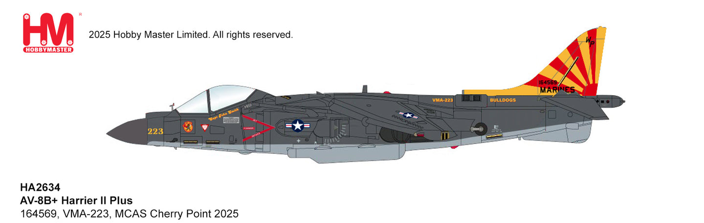 HOBBY MASTER AV-8B HARRIER II PLUS US MARINES 164569 VMA-223 "BULLDOGS" MCAS CHERRY POINT 2025