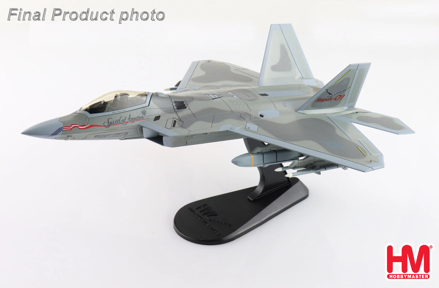 HOBBY MASTER F-22 RAPTOR "SPIRIT OF AMERICA" WITH UNDERWING WEAPONS