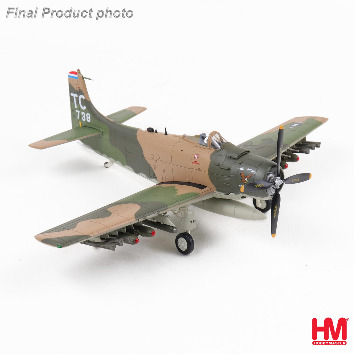 HOBBY MASTER  A-1H SKYRAIDER NKP ROYAL THAI AFB "THE PROUD AMERICAN" 52-139738 1ST SOS JUNE 1972