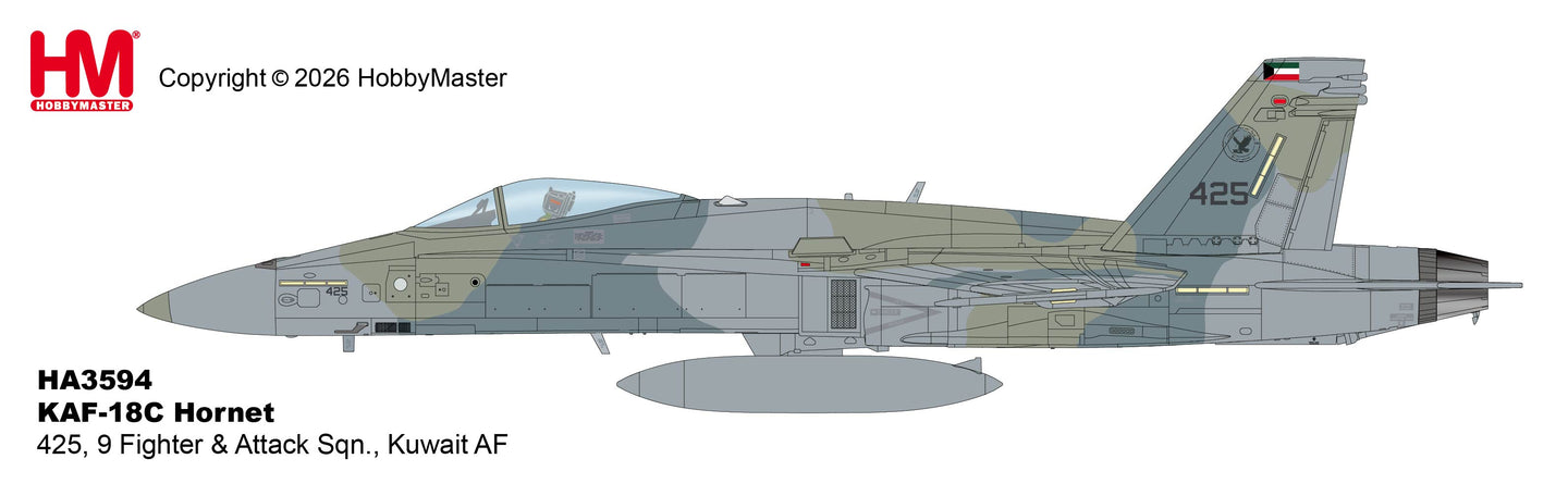 HOBBY MASTER KAF-18C HORNET KUWAIT AIR FORCE 425 9 FIGHTER & ATTACK SQN (W/F-15 DECALS)