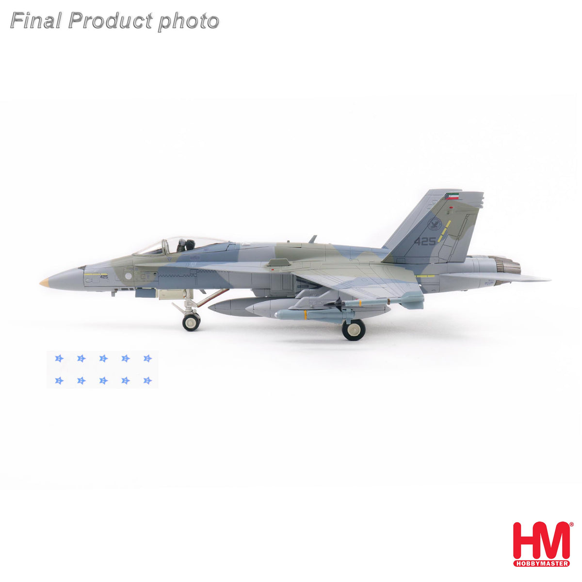 HOBBY MASTER KAF-18C HORNET KUWAIT AIR FORCE 425 9 FIGHTER & ATTACK SQN (W/F-15 DECALS)