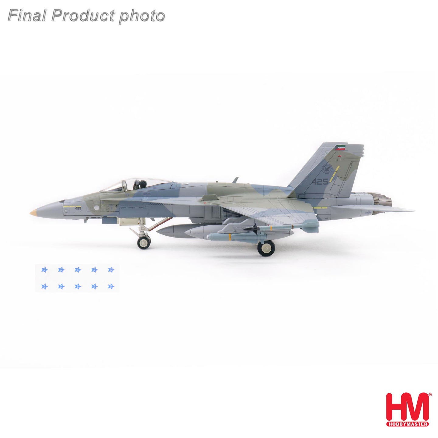 HOBBY MASTER KAF-18C HORNET KUWAIT AIR FORCE 425 9 FIGHTER & ATTACK SQN (W/F-15 DECALS)
