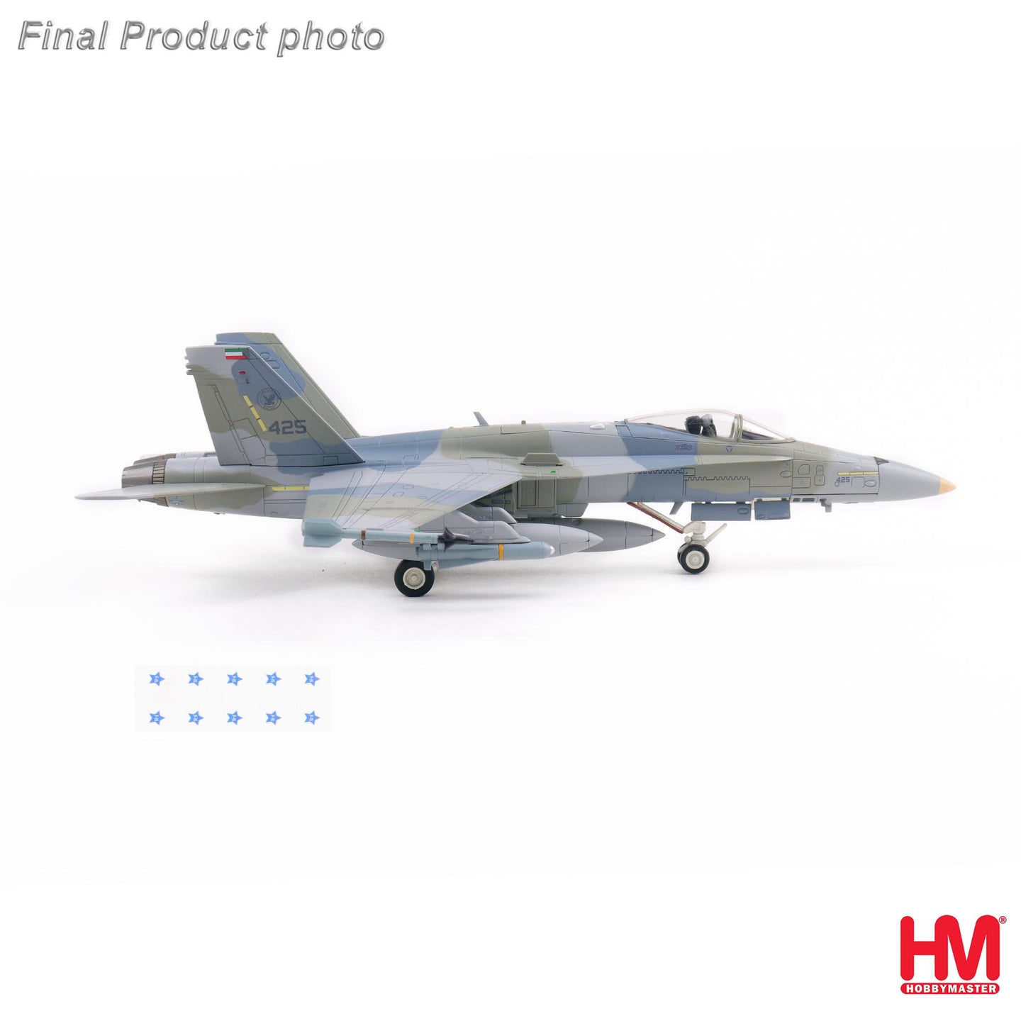 HOBBY MASTER KAF-18C HORNET KUWAIT AIR FORCE 425 9 FIGHTER & ATTACK SQN (W/F-15 DECALS)