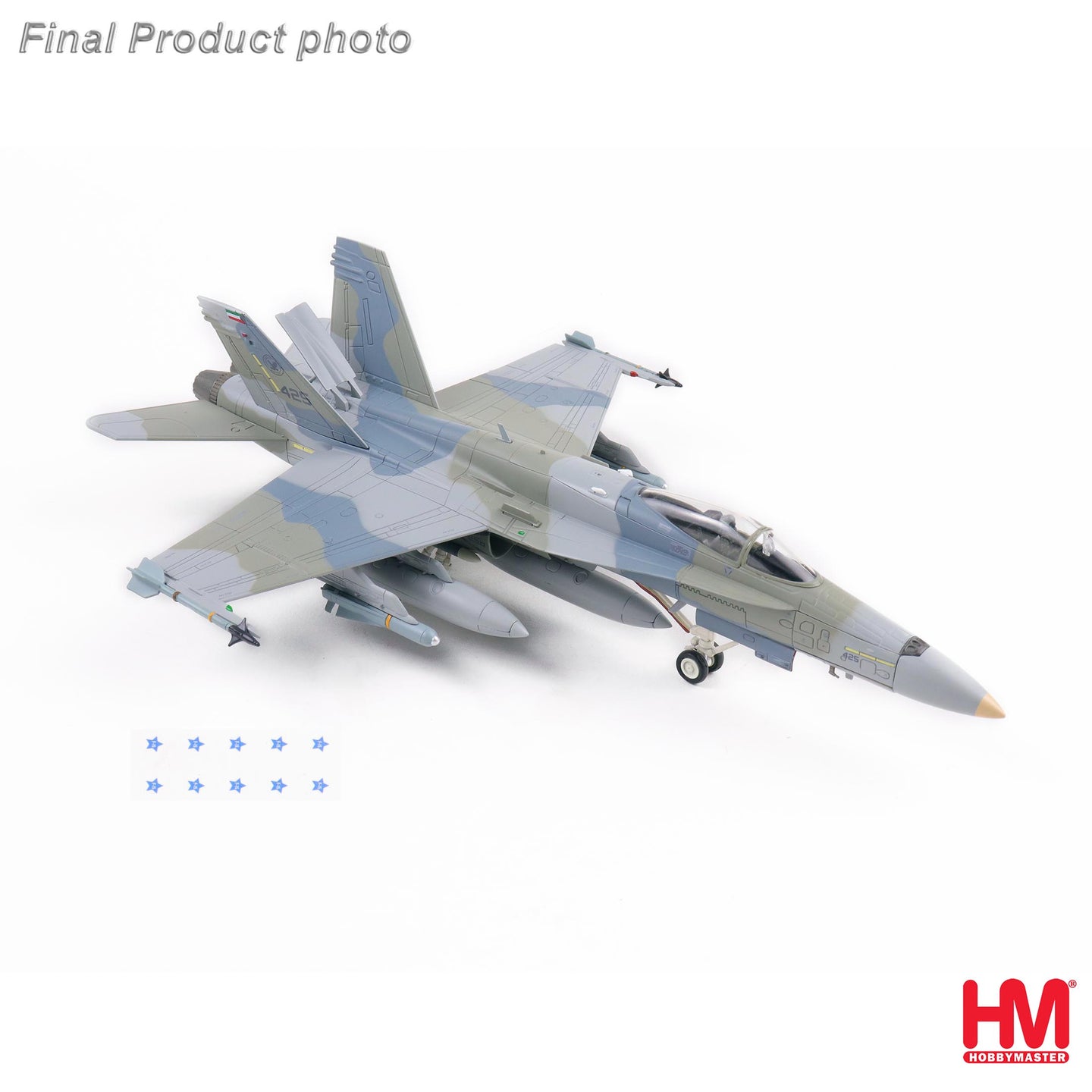 HOBBY MASTER KAF-18C HORNET KUWAIT AIR FORCE 425 9 FIGHTER & ATTACK SQN (W/F-15 DECALS)
