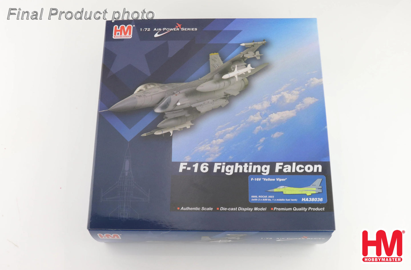 HOBBY MASTER F-16V "YELLOW VIPER" 6679 ROCAF 2023 WITH 2 X AIM-9X AND 1 X MIDDLE FUEL TANK