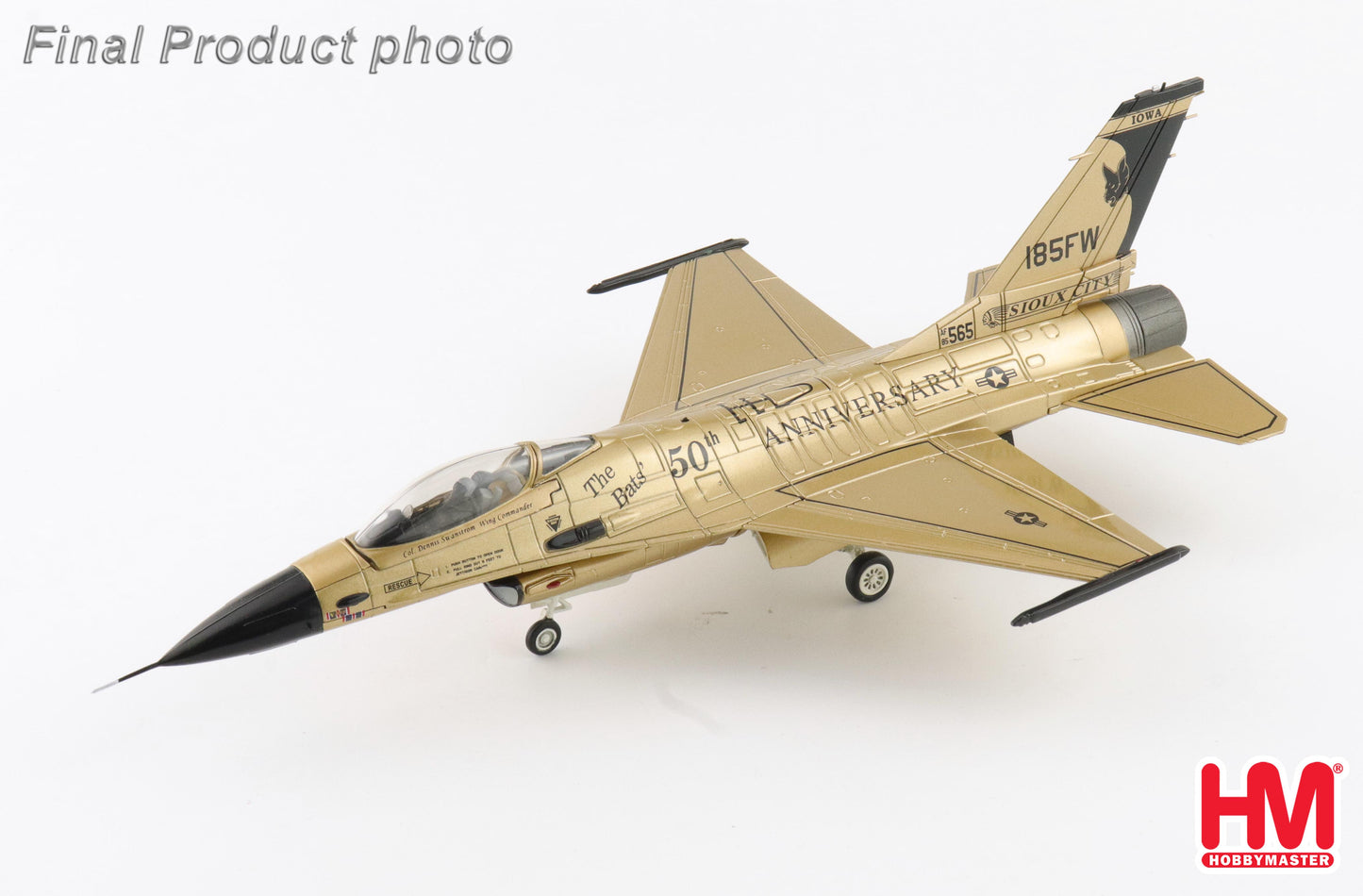 HOBBY MASTER F-16A IOWA ANG "GOLDEN BAT VIPER" 85-1565 185 ARW 2022