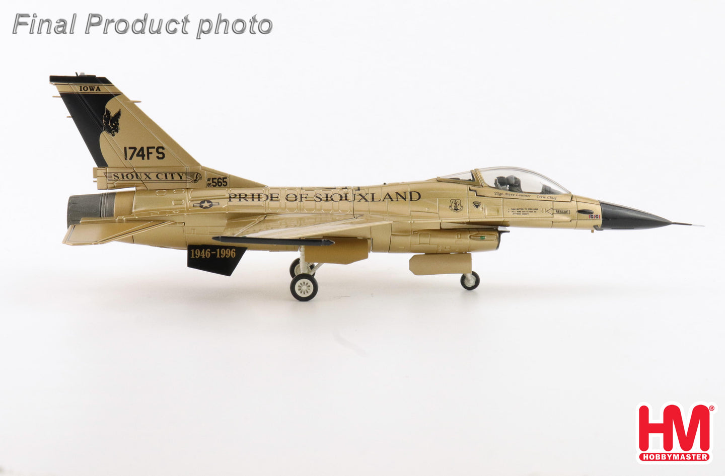 HOBBY MASTER F-16A IOWA ANG "GOLDEN BAT VIPER" 85-1565 185 ARW 2022