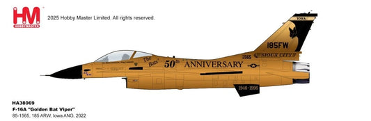 HOBBY MASTER F-16A IOWA ANG "GOLDEN BAT VIPER" 85-1565 185 ARW 2022