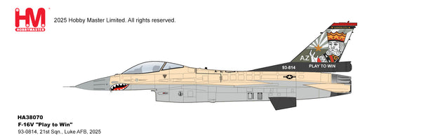 HOBBY MASTER F-16V USAF "PLAY TO WIN" 93-0814 21ST SQN LUKE AFB 2025