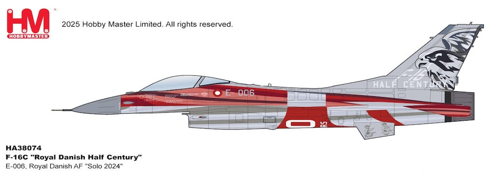 HOBBY MASTER F-16C ROYAL DANISH AIR FORCE "ROYAL DANISH HALF CENTURY" "SOLO 2024" E-006
