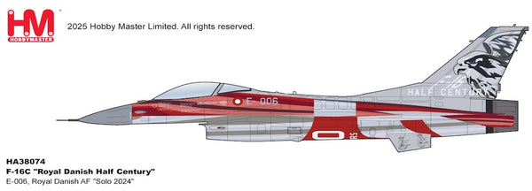 HOBBY MASTER F-16C ROYAL DANISH AIR FORCE "ROYAL DANISH HALF CENTURY" "SOLO 2024" E-006