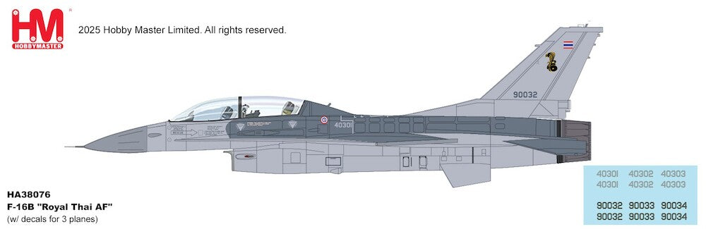 HOBBY MASTER F-16A ROYAL THAI AIR FORCE (WITH DECALS FOR 3 PLANES)
