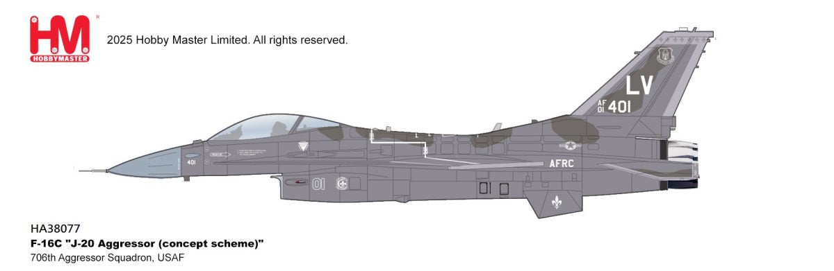 HOBBY MASTER F-16C J-20 AGGRESSOR USAF "CONCEPT SCHEME" 706TH AGGRESSOR SQUADRON