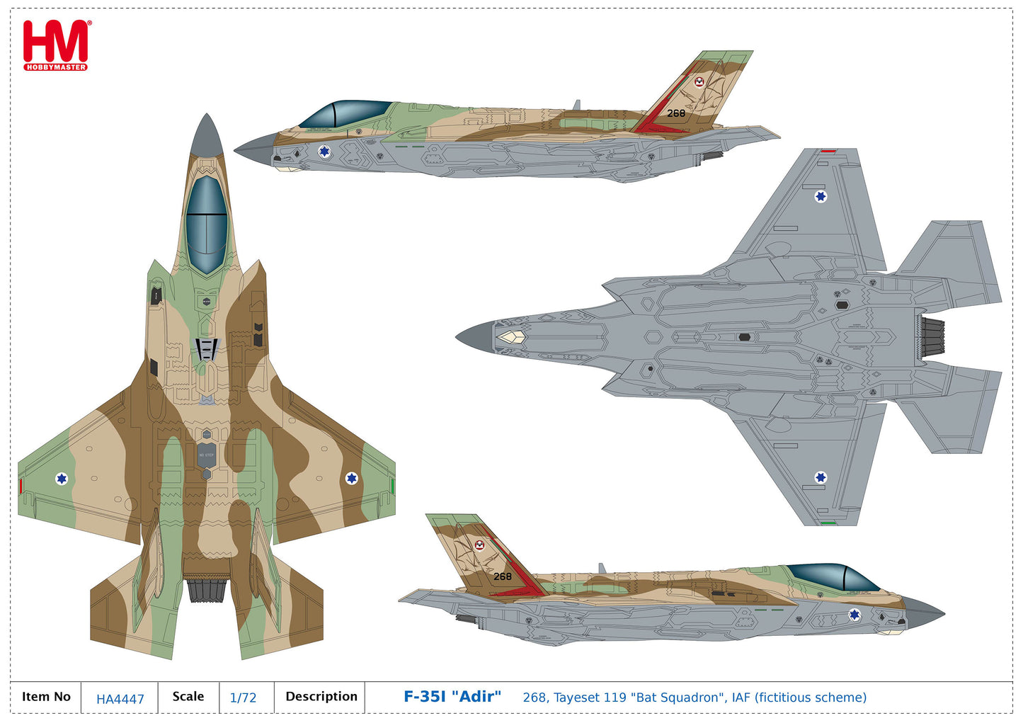 HOBBY MASTER F-35I ADIR 268 TAYESET 119 BAT SQUADRON IAF