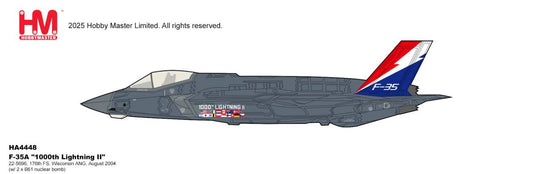 HOBBY MASTER F-35A "1000TH LIGHTNING II" 22-5696 176TH FS WISCONSIN ANG AUGUST 2004