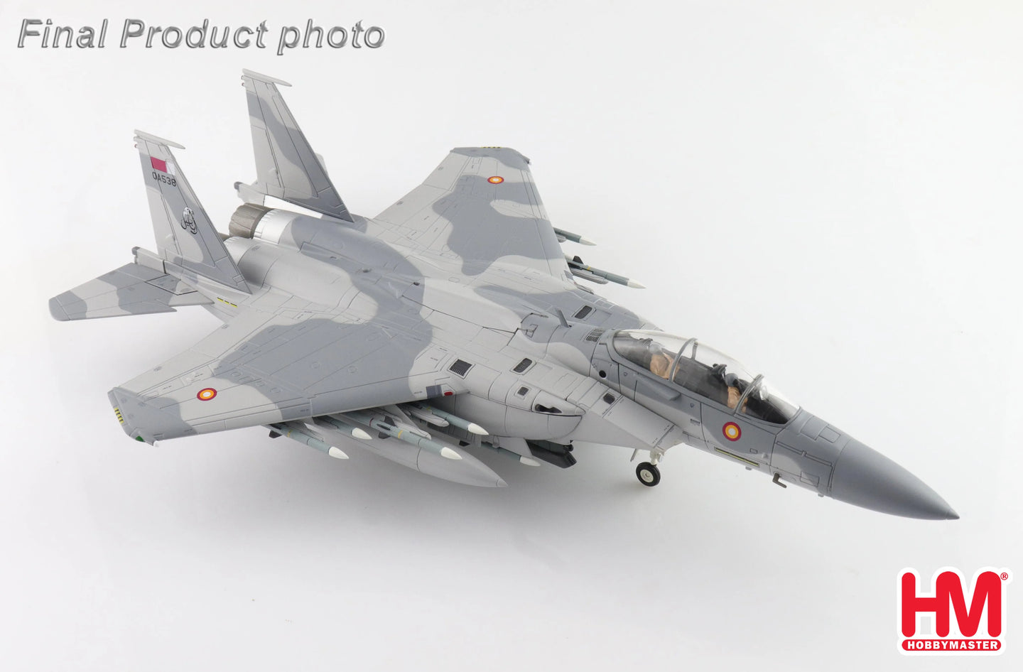 HOBBY MASTER F-15QA ABABIL QA538 QATAR EMIRI AIR FORCE RIAT 2024 (WITH 12 X AIM-120 3 X FUEL TANK)