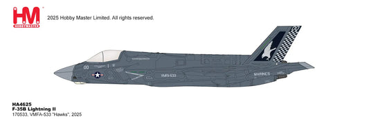 HOBBY MASTER F-35B LIGHTNING II US MARINES 170533, VMFA-533 "HAWKS" 2025 (BEAST MODE)