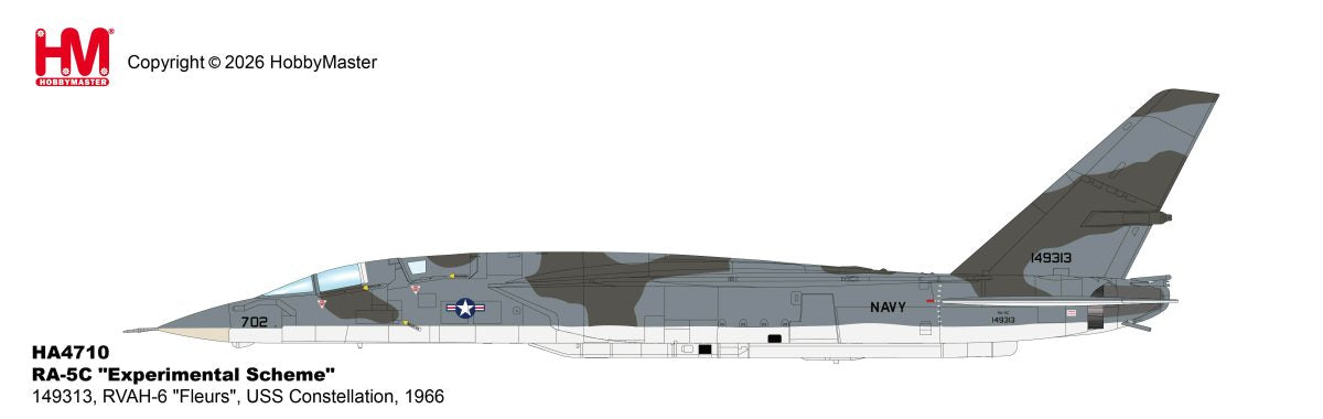 HOBBY MASTER RA-5C VIGILANTE US NAVY "EXPERIMENTAL SCHEME" 149313 RVAH-6 FLEURS USS CONSTELLATION 1966