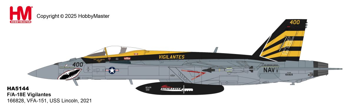 HOBBY MASTER F/A-18E VIGILANTES US NAVY 166828 VFA-151 USS LINCOLN 2021